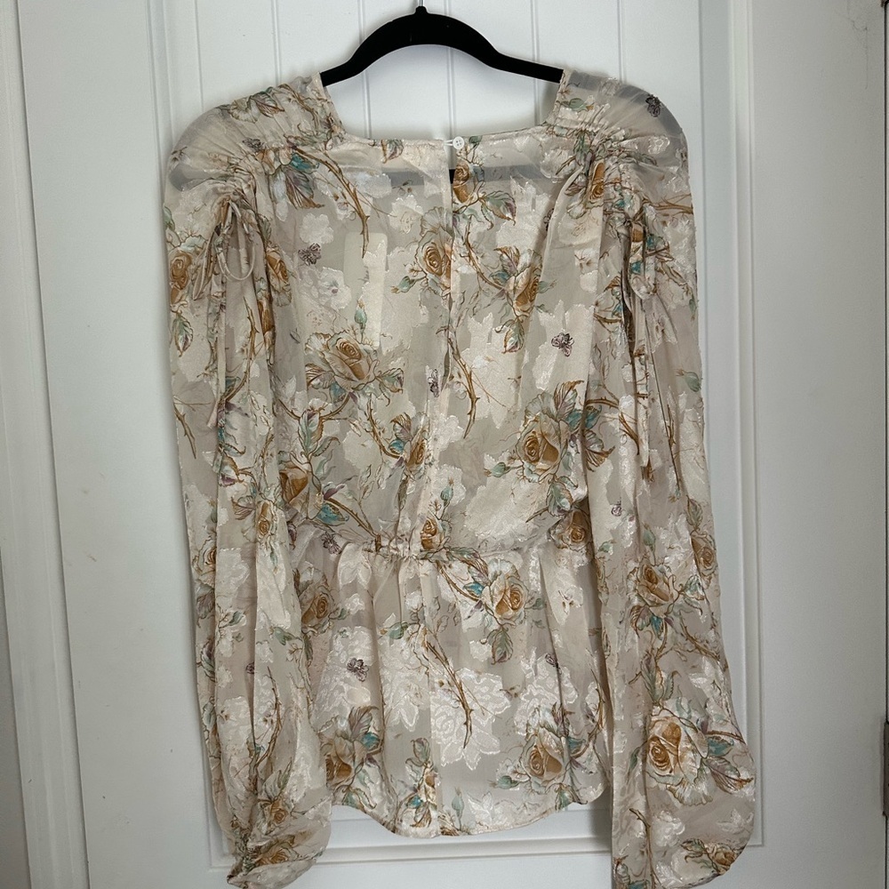 Floral Cream Women's Top - Picture 3 of 4